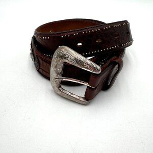 Tony Lama Mens Western Cowboy Leather Belt, Size 36” brown. READ